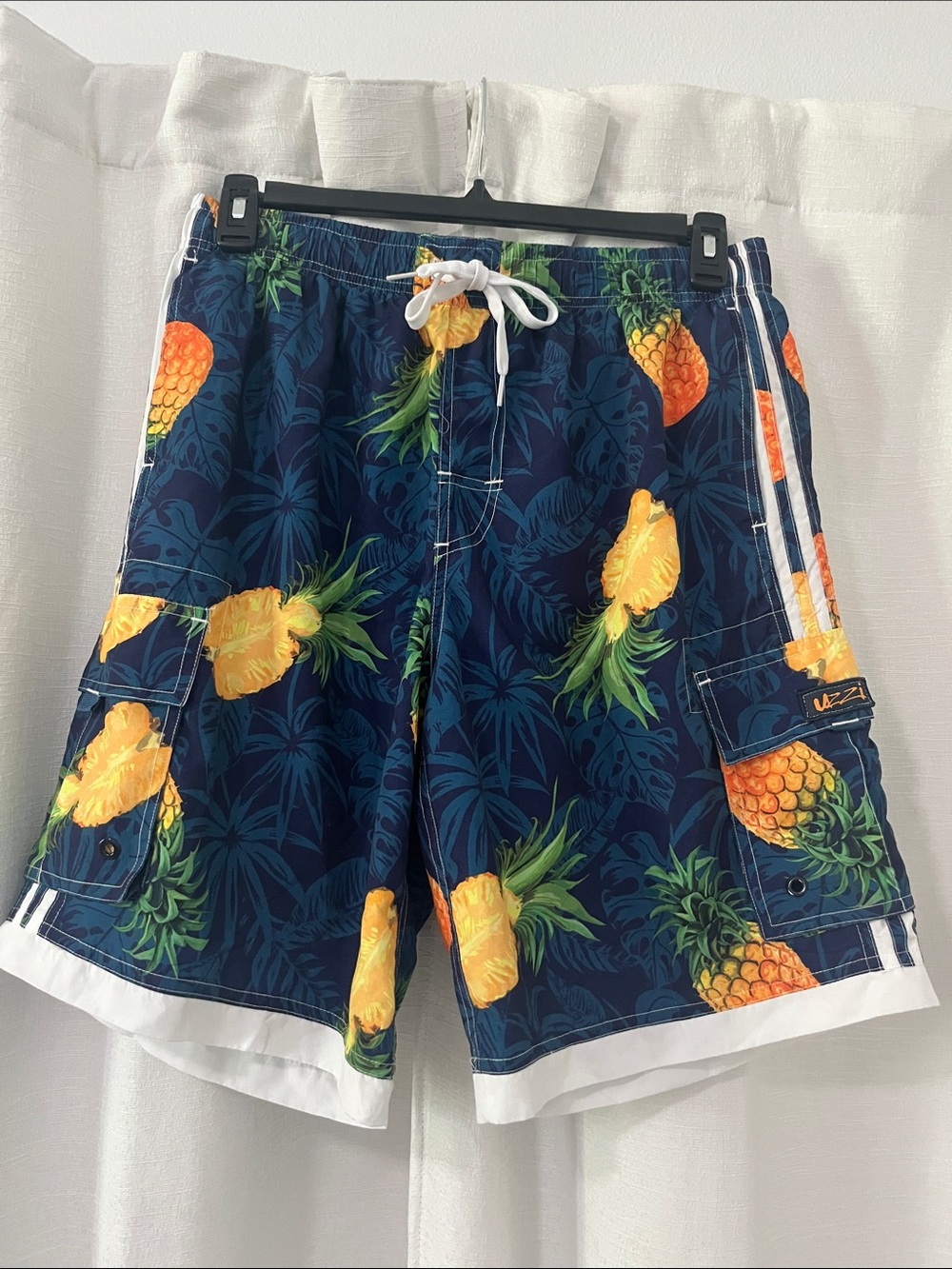 Izzy Men's Navy Pineapple Print Swim Shorts Medium